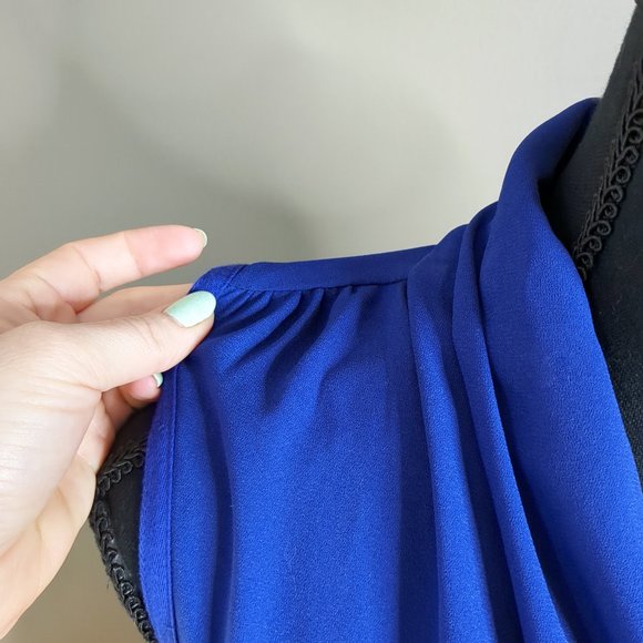 Aritzia Wilfred Sabine Sleeveless Faux-wrap Mini Dress with Pockets Royal Purple - Picture 5 of 13